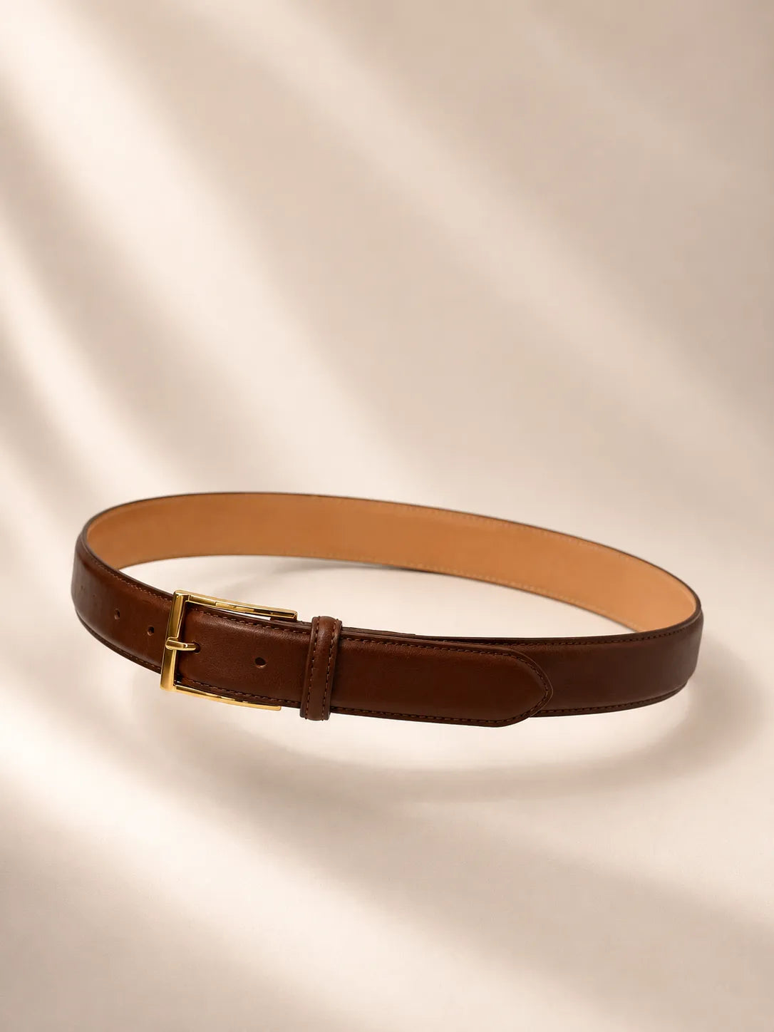 Ceinture Lamiral en cuir havane lisse