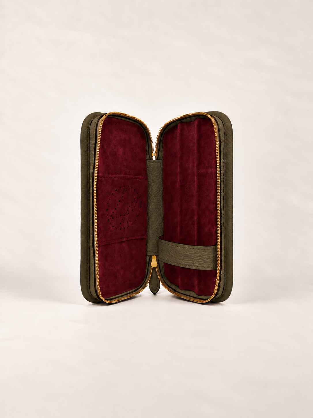 3-cigars case grained kaki