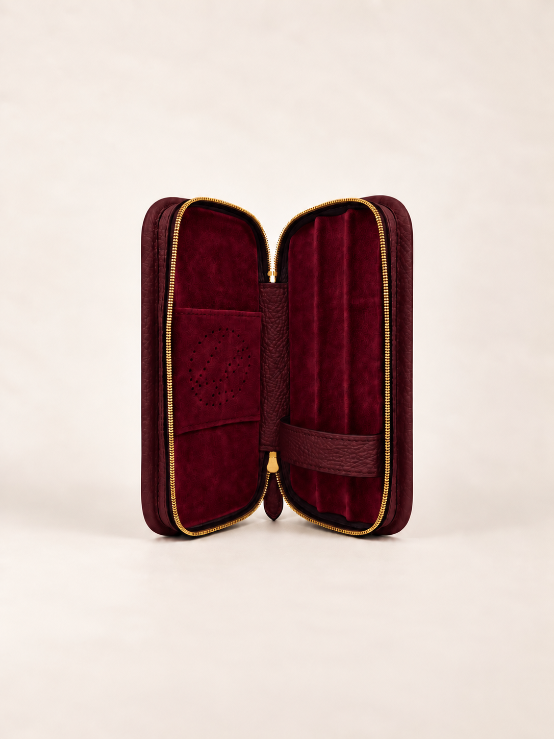 3-cigars case grained bordeaux
