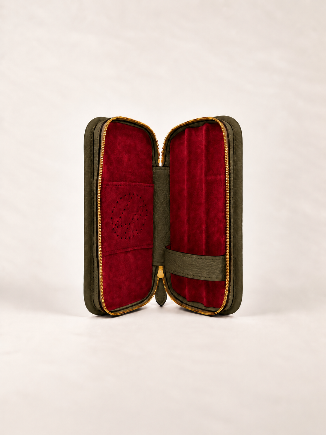 Coffret 3 cigares kaki grainé