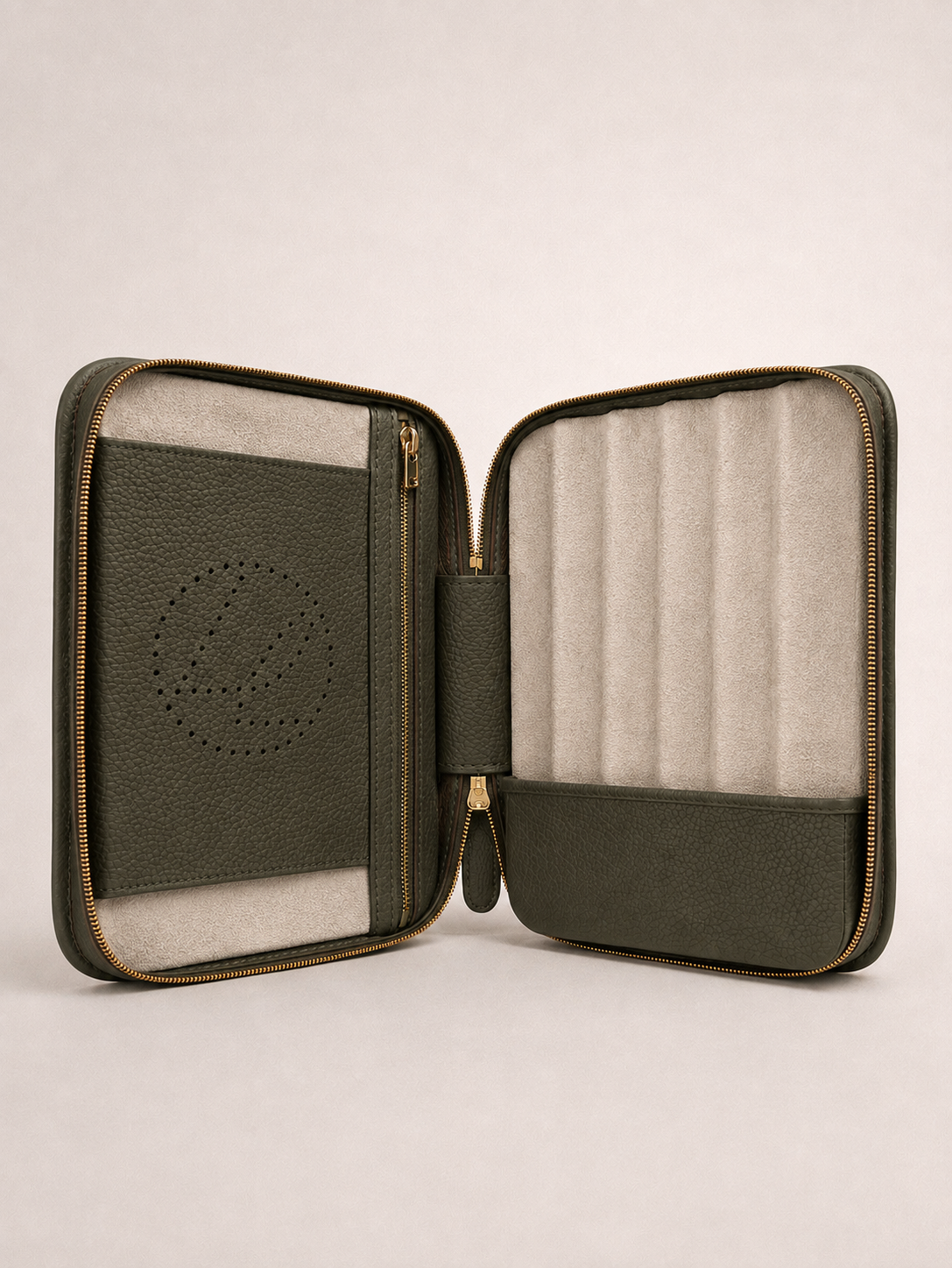 Coffret 6 cigares kaki grainé