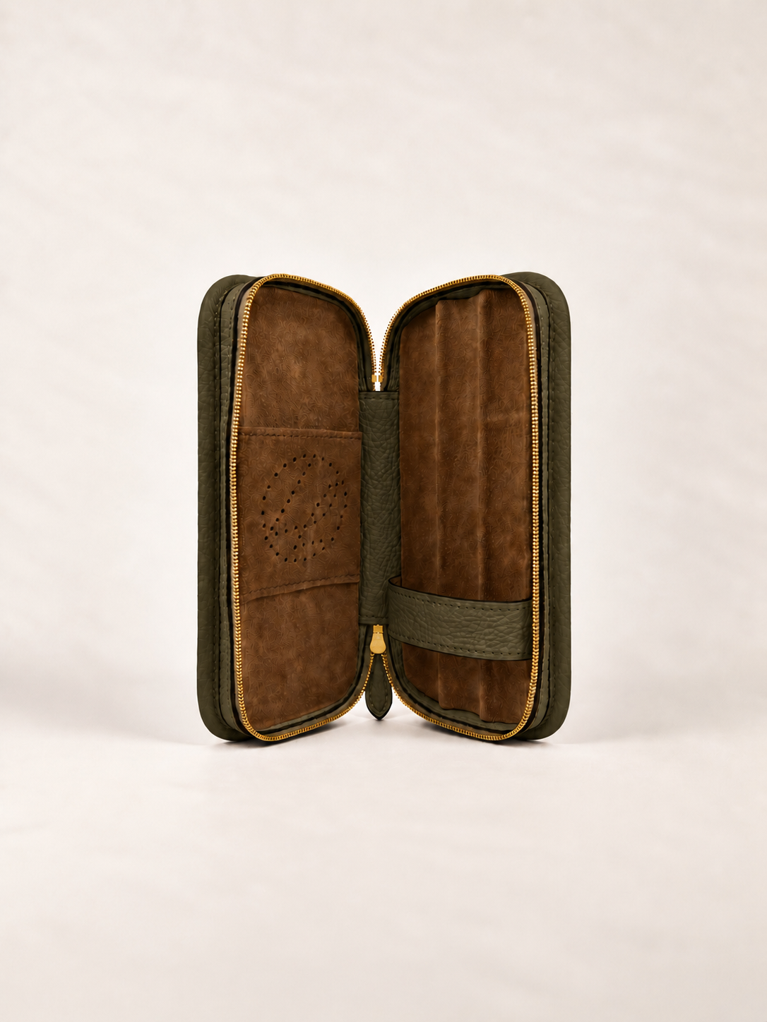 3-cigars case grained kaki